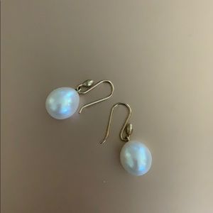 Ted Muehling white pearl earrings, 14k gold
